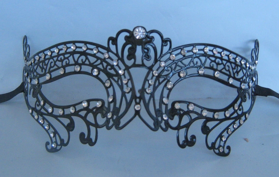 Black Filigree Metal Venetian Party Masquerade Mask No 10 * NEW * - Image 1 of 1
