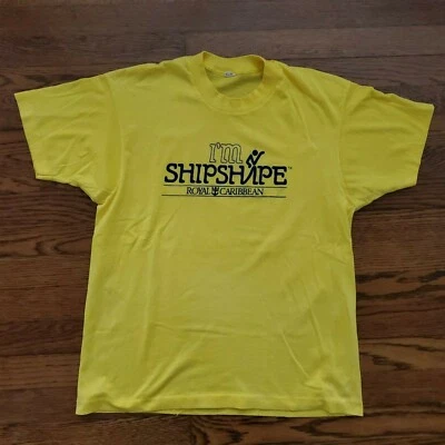 Camiseta De Colección Royal Caribbean Cruise Screen Stars Para Hombre S Cuello Redondo Amarilla Años 80 Foto 1 de 4