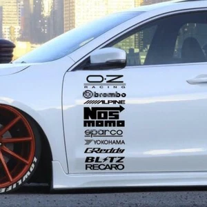 10 Pcs Car Door Stickers Motorcycle Racing Decoration Car Kit Sponsor Decals Set - Foto 1 di 24
