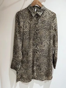 Zara Top Size S 8-10 Satin Animal Print Long Sleeve Blouse Shirt Party Occasion - Picture 1 of 9