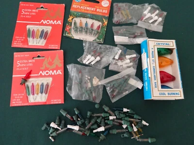 Christmas Mini Light Bulb Replacements Fuses Misc Colors + 4 Candelabra Lights - Image 1 of 4