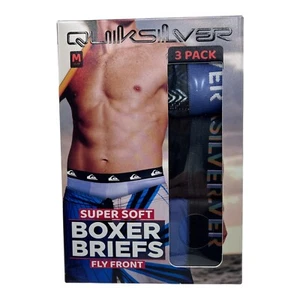 Paquete de 3 calzoncillos boxer súper suaves Quiksilver para hombre con frente de mosca talla mediana - Imagen 1 de 4