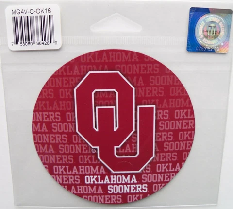NCAA 1 Pair Oklahoma Sooners Magnets 4" Diameter Cover