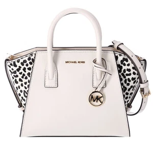 Michael Kors Avril Small Leather Cheetah Print Calf Hair Satchel Light Cream  - Picture 1 of 5