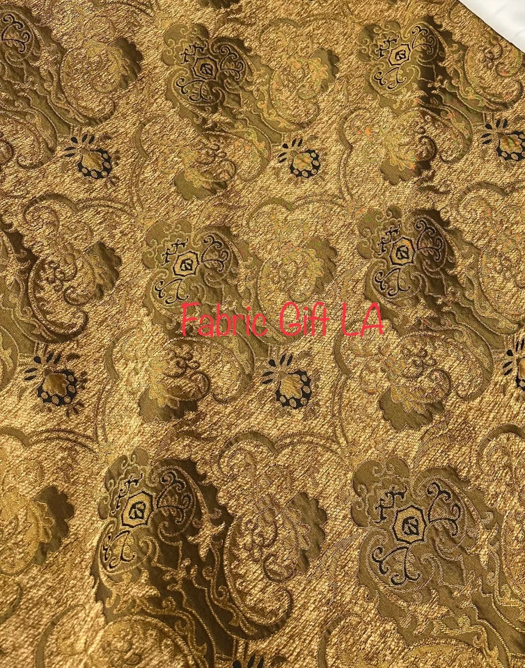 Tela de chenilla para cortinas y tapicería por yarda elegante patrón damasco 58" con Foto 1 de 4