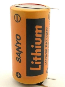 2PC NEW SANYO CR17335 3V PLC BATTERY 3P TABS TO REPAIR SAAB CELL PIN TYPE +2P-1P - Picture 1 of 5