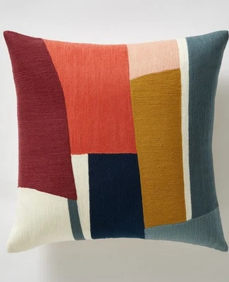 WEST ELM ~ Crewel Geo Pieces Pillow Cover ~ Indigo 20 X 20 - Image 1 of 4