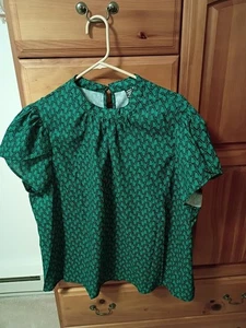 Shein Curve grüne mehrfarbige Bluse Kurzarm Oberteil Größe 2XL - Bild 1 von 2