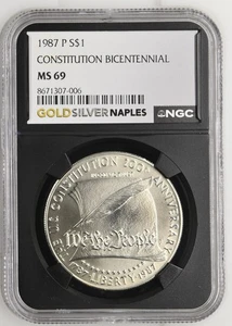 1987-P Constitution Silver Dollar $1 NGC MS 69 – “We the People” .900 Silver - Picture 1 of 2