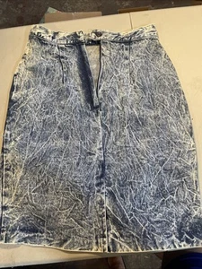 Vtg Jerry Leigh Acid Wash Denim High Waist Skirt Womens Size 7 80s Gorgeous! Mom - Picture 1 of 7