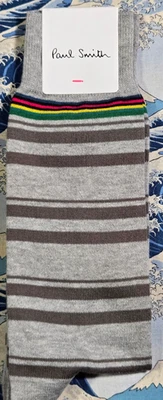 Paul Smith Men's Italian Socks Dennis Stripe Grey Multi. S598 One Size CottonMix - image 1 of 4