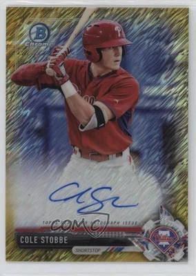2017 Bowman Chrome Prospect Gold Shimmer Refractor /50 Cole Stobbe #CPA-CS Auto - Image 1 of 2
