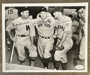 JOE McCARTHY BUCKY HARRIS LOU BOUDREAU SIGNED 8"X10" PHOTO JSA FULL LETTER - Picture 1 of 3