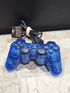 Sony PlayStation 2 PS2 Ocean Blue Clear DualShock Controller SCPH-10010 Works - Picture 1 of 6