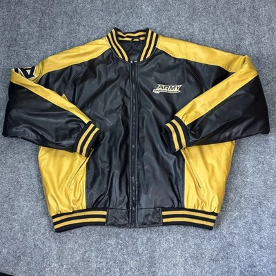 Army Black Knights Jacket Mens XL Black Gold NCAA College Football Faux Leather - Image 1 of 4