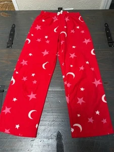 Mad Dog Girl's Pajama Pants Red Moons & Stars Pink Soft Fleece 10-12 (L) - Picture 1 of 5