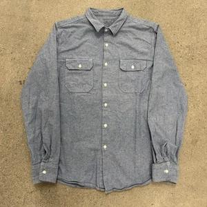 Save Khaki Shirt Blue Button Men’s Size Large - Picture 1 of 6