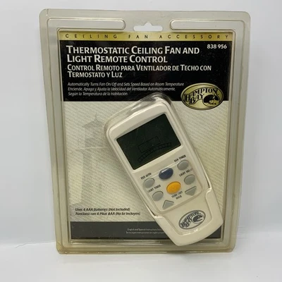 HAMPTON BAY 838-956 Thermostatic Ceiling Fan and Light Remote Control - Image 1 of 4
