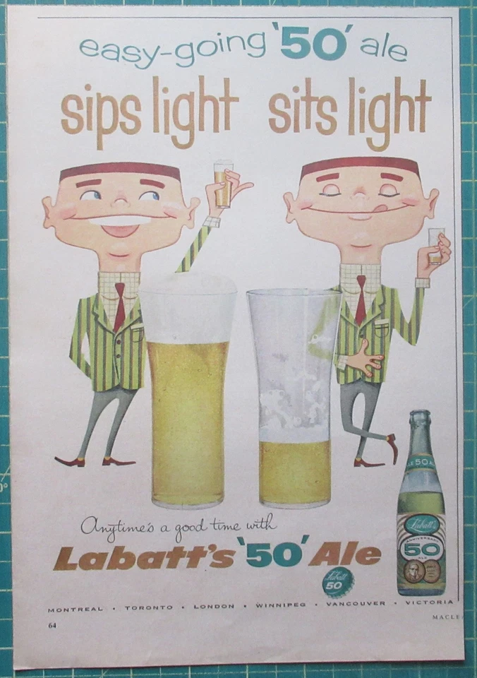 1959 Canadian Labatt’s 50 Ale ad Men in Suits Beer - Image 1 of 1