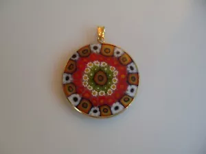Colgante de cadena Millefiori de cristal de Murano original joyería Murano ÚNICO Ø32 - Imagen 1 de 6