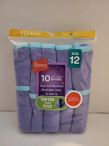 Hanes Girls Size 12 Tagless Briefs 10 Pack - Picture 1 of 4