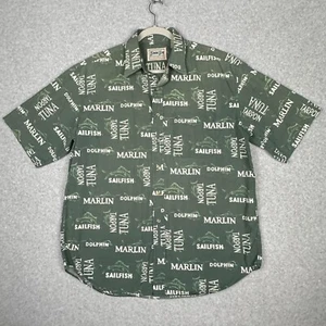 Camisa De Colección Bimini Bay Para Hombres XL Verde Manga Corta AOP Pez Marlín Atún Dolpin - Imagen 1 de 6