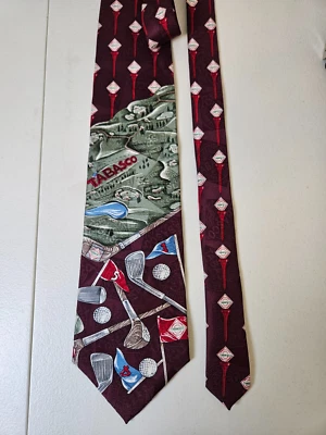 Club de Golf Tabasco Para Hombre Corbata Tema de Golf Seda Negro 100% Seda Hecho en América Foto 1 de 4