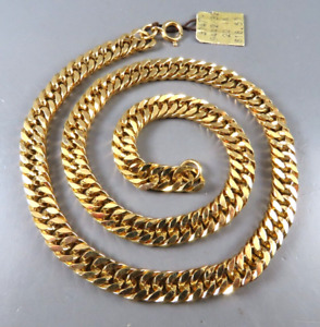 NWT NOS VTG Swank Men's BRIGHT GOLD TONE CHAIN NECKLACE Cuban/Curb 20" x 8mm