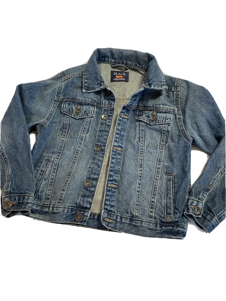 Chaqueta vaquera azul clásica para niños talla mediana 7 8 abotonada Foto 1 de 4