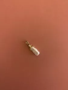 14K Gold Pearl Pendant With Diamond Beautiful Pearl Pendant Yellow Gold - Picture 1 of 8