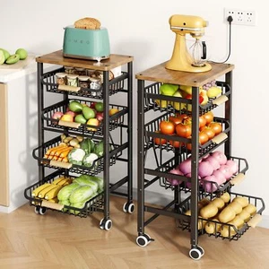 SAYZH Fruit Vegetable Basket for Kitchen Pantry Organizers 5 Tier Large Pull-... - Picture 1 of 8