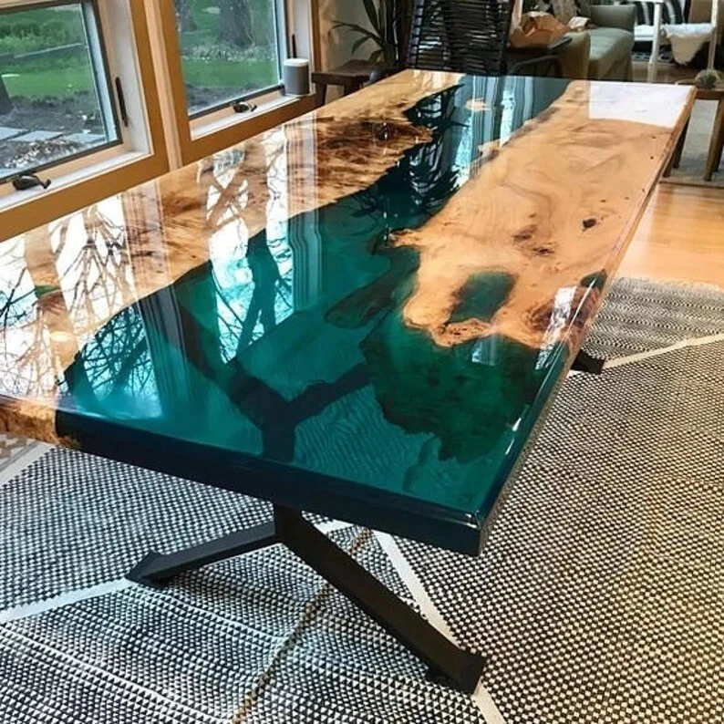 Handcrafted Epoxy Resin River Dining Table. Handcrafted Home Decor Art - Image 1 of 4