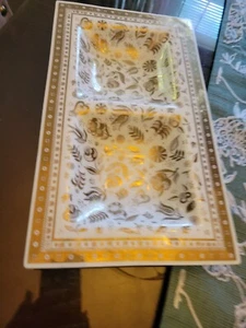 MCM Rectangular White Glas Georges Briard Divided Relish Tray Dish 14.5" x 8.5 - Picture 1 of 6