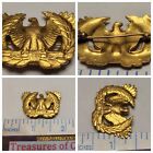 Vintage Wwii Us Miltary Eagle Wreath Pin & Clasp Lapel Hat Badge Insignia Brass