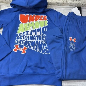 Under Armour Youth Boys Blue Hoodie Joggers Outfit Set NEW - Picture 1 of 3