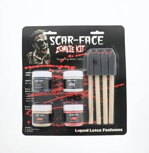Scar-face Zombie Kit - 4 1oz Paint Colors + 4 Brushes - Picture 1 of 2