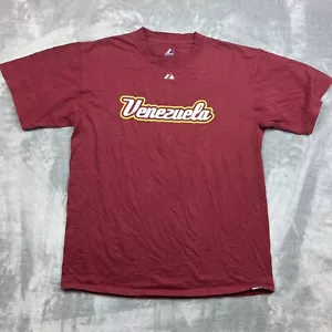 Majestic WBC Venezuela Tita #1 Maglia T-Shirt Uomo Taglia Large Rosso Marrone - Foto 1 di 8