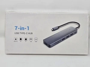 7-in-1 USB-C Hub Adapter | 4K HDMI, 100W PD, 3 USB-A Ports, SD/TF Reader - New - Picture 1 of 2