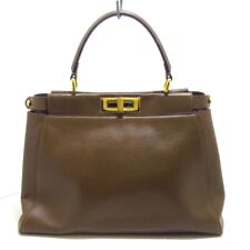 Auth FENDI Peekaboo Iconic Medium (Women's) 8BN226 Dark Brown Leather Handbag