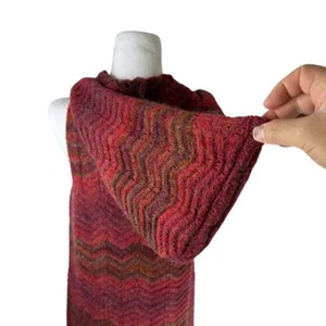 KNITIZEN NWOT Women's Reddish Orange Long Sleeveless Cardigan Sweater Big Hood M - Picture 1 of 7