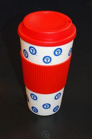 MLB Texas Rangers Baseball 16 Oz Plastic Tumbler Travel Cup Hot/Cold Coffee Mug Cover