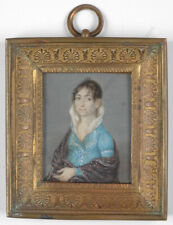 "Portrait of a lady in empire dress", Spanish miniature, 1810/15