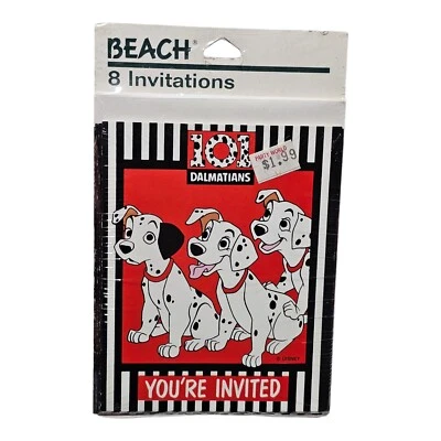 Винтажный Disney 101 далматинец 8 приглашений совершенно новый вы приглашены 8 конвертов - Изображение 1 из 3