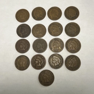 LOT OF 17 INDIAN HEAD CENTS Penny From The 1900’s - Image 1 of 4