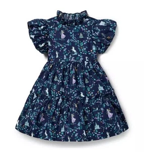 Janie & Jack Girls Disney Frozen Ruffle Tull Navy Dress T3 Elsa Princess Cosplay - Picture 1 of 10