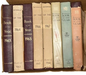 Vintage Encyclopedia Britannica Set Of 8 Book Of The Year 1963-1970 - Picture 1 of 18