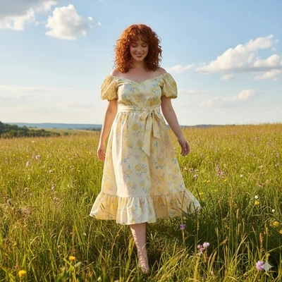 Nuevo con etiquetas Maxi Vestido LoveShackFancy x Target Estelle en Amarillo Floral Manga Abullonada 20W Foto 1 de 4