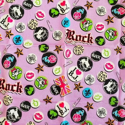 Betsey Johnson Vintage Y2K Dress Scarf Punk Rock Pins Skull Rose Lips Leopard - Image 1 of 4