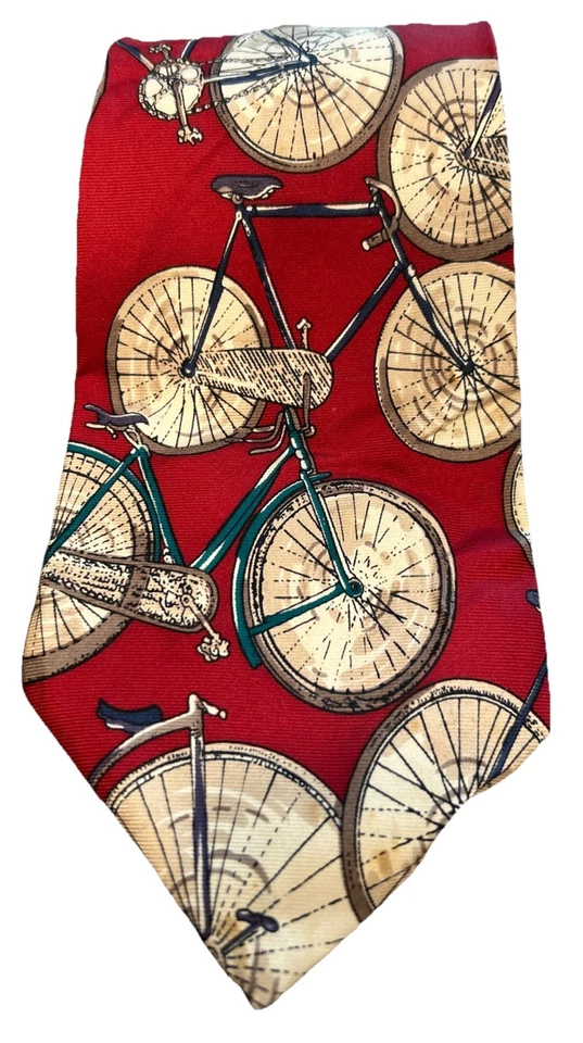 Andre Gianni Мужской Красный Шелковый Галстук Велосипед Schwinn Велосипеды Печать 3,75" Сделано в США - Изображение 1 из 4