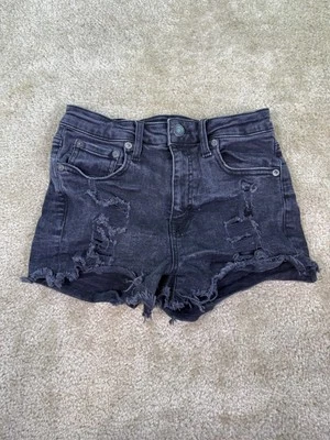 Aeropostale Vintage High-Rise Shorty Shorts Black Ripped - Size 00 C656 - Image 1 of 4